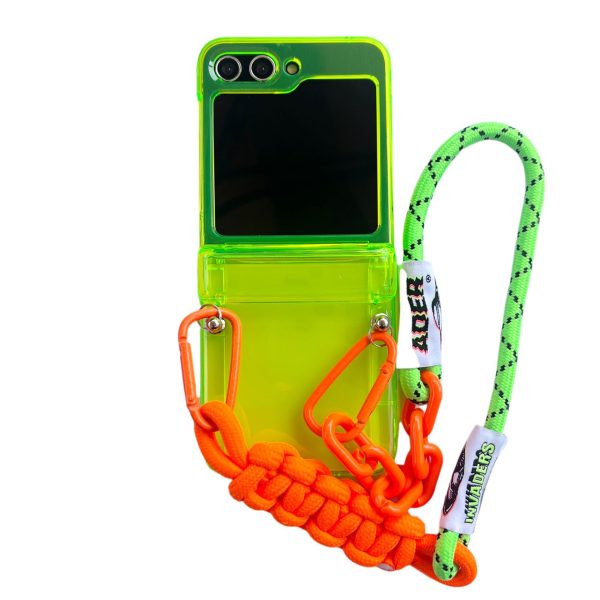 Suitable for Samsung Galaxy Z Flip5 phone case simple fluorescent green zflip4/3 folding screen protective cover - Image 7