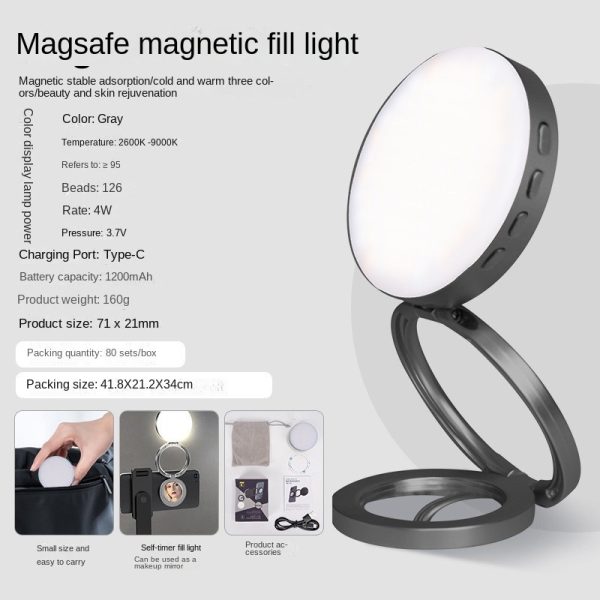 New YSH-126 LED Magnetic Phone Fill Light Photography Lamp Desktop Video Conference Live Pocket Light Mirror - Image 6