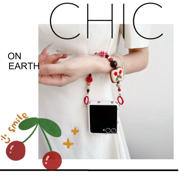 White Background Korean Style Cherry Phone Case for Samsung Z Flip 7/5/6/4 Foldable Protective Shell Compatible with Oppo and Huawei - Image 3