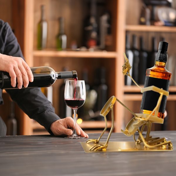 Skull 2-in-1 Bottle Stand: Holds Coke & Wine, Metal Skeleton Holder – Fun Bar Decor - Image 5