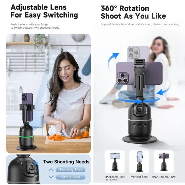 P03  AI Smart Gimbal 360° Auto Face Tracking Gimbal All-in-one Rotation For Smartphone video Vlog Stabilizer Phone Holder - Image 4