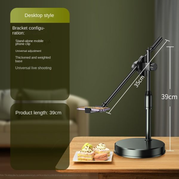 Mobile Phone Overhead Shooting Stand for Food Photography, Drawing, and Live Streaming - Adjustable Dual-Camera Position Desktop Phone Holder with Fill Light - Image 6