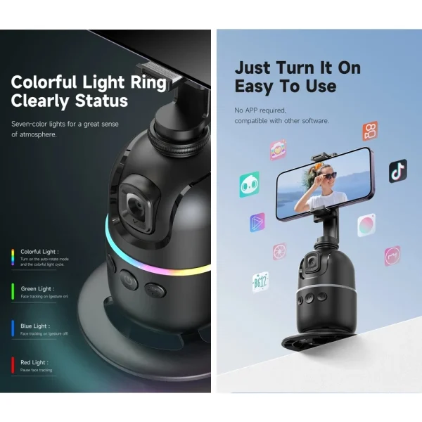 P03  AI Smart Gimbal 360° Auto Face Tracking Gimbal All-in-one Rotation For Smartphone video Vlog Stabilizer Phone Holder - Image 3